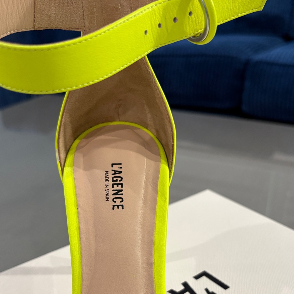 L'AGENCE Neon Yellow Strappy Heels - Picture 3 of 6